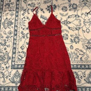 Lulu's Vibrant Red Lace Dress